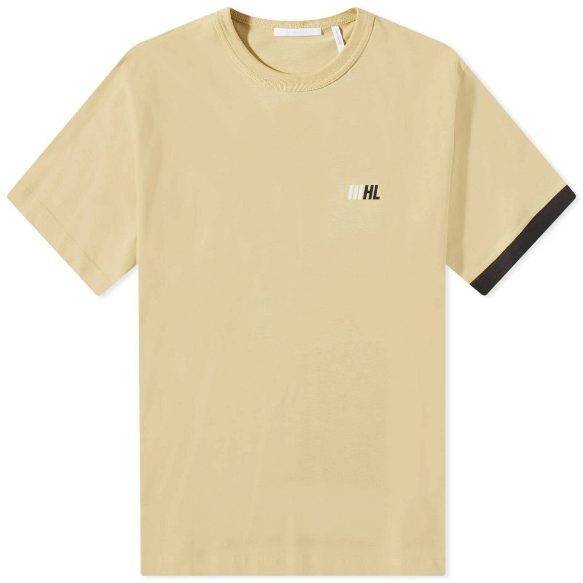 Helmut Lang Men's Slant Logo T-Shirt in Uniform Khaki Helmut Lang