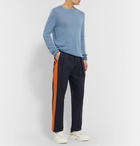 Valentino - Striped Pleated Cotton-Poplin Trousers - Blue