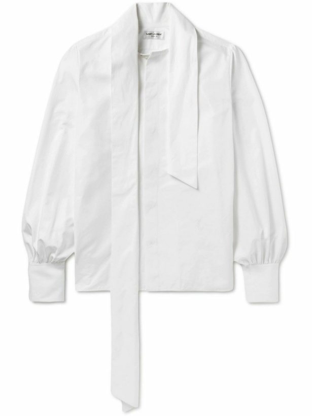Photo: SAINT LAURENT - Tie-Detailed Cotton-Twill Shirt - White