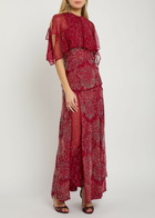 Rabanne Embellished Chiffon Cape top Red