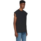 Helmut Lang Black Distressed Sleeveless T-Shirt