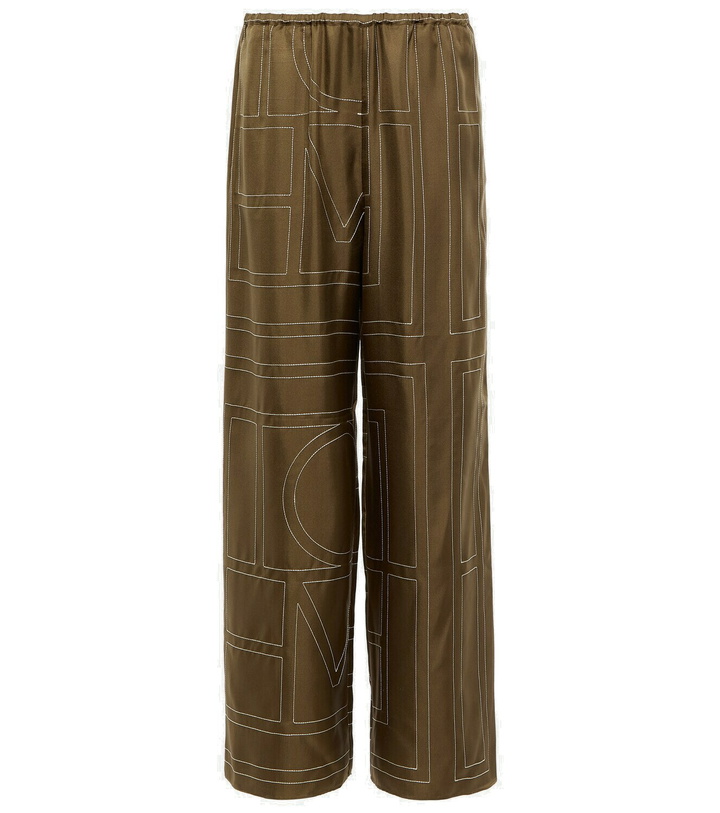 Photo: Toteme Monogram mid-rise silk twill pants