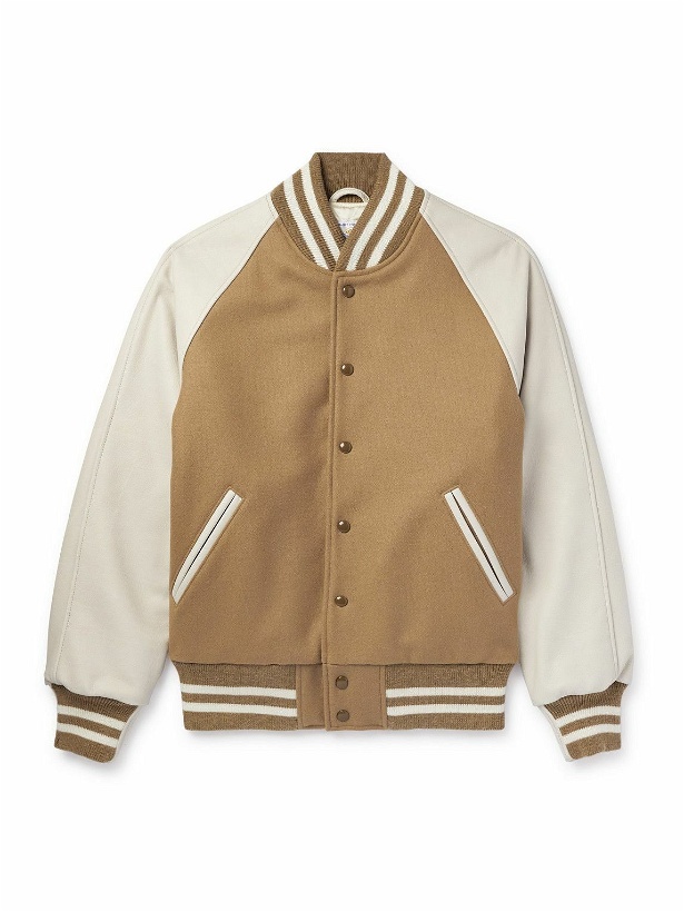 Photo: Golden Bear - The Ralston Wool-Blend and Leather Bomber Jacket - Neutrals