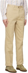 Drake's Beige Flat Front Trousers