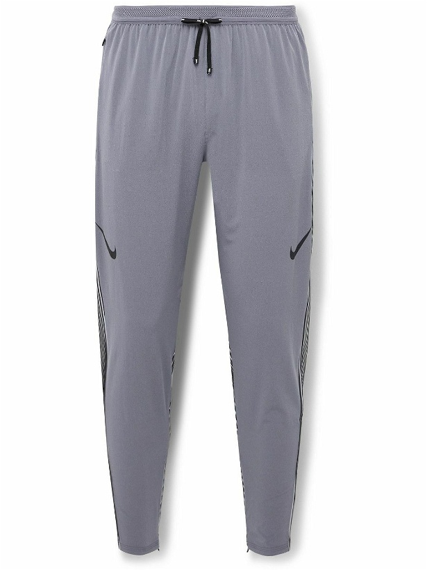 Photo: Nike Running - AeroSwift Slim-Fit Tapered Panelled Dri-FIT ADV Track Pants - Gray