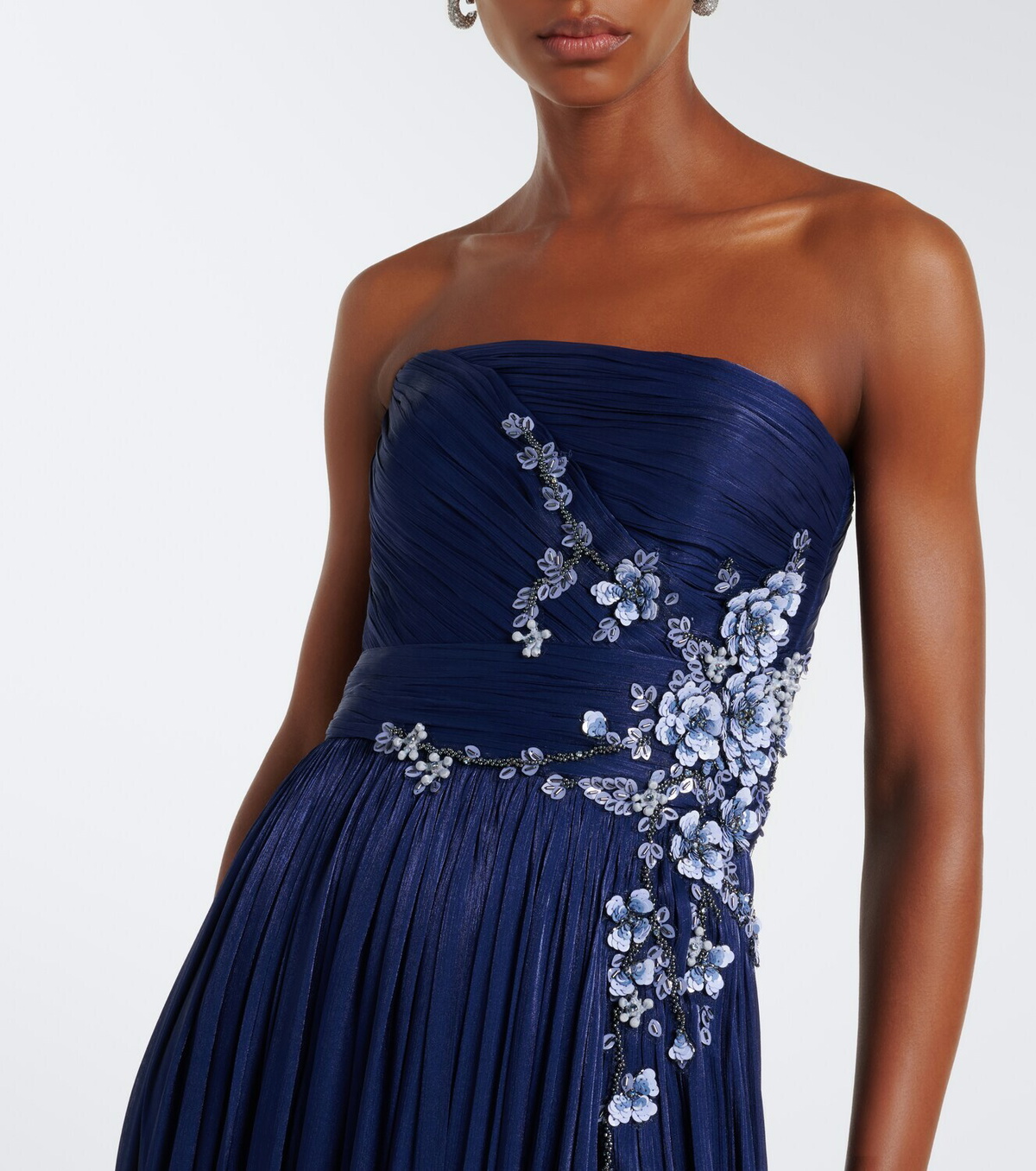 Costarellos Lenina Lurex® georgette bustier gown