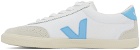 VEJA White & Blue Volley Canvas Sneakers