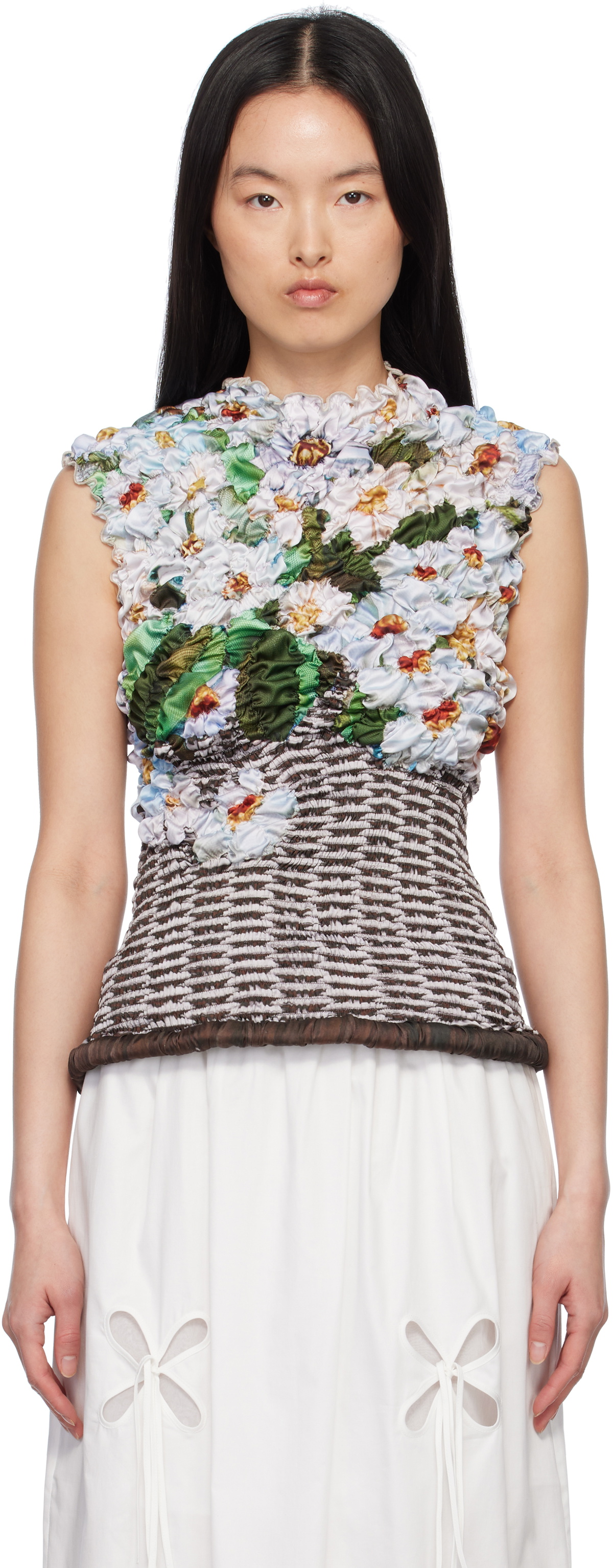J.Kim Multicolor Basket White Blossom Tank Top