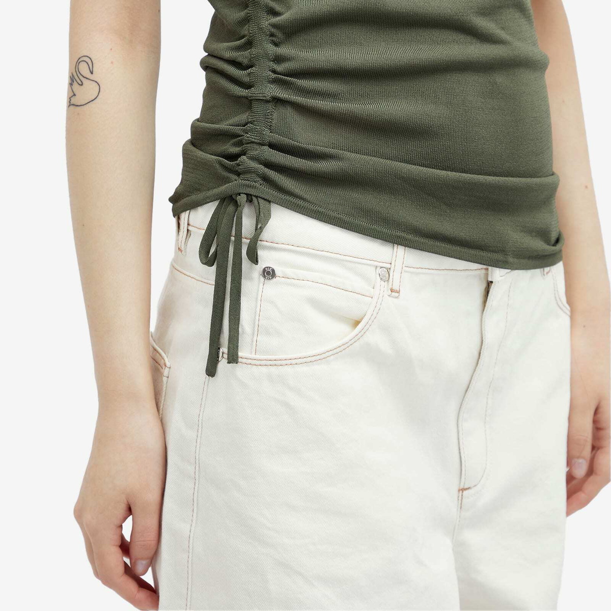 SIR. Women's Yoland Ruched Tank Top in Khaki