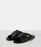 Prada Logo leather slides