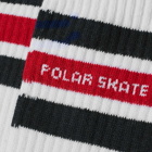 Polar Skate Co. Men's Fat Stripe Socks in White/Navy/Red