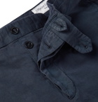 Officine Generale - Navy Paul Garment-Dyed Cotton and Linen-Blend Trousers - Blue