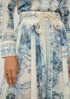 Zimmermann Wanderlust Printed Cotton Maxi Skirt Blue
