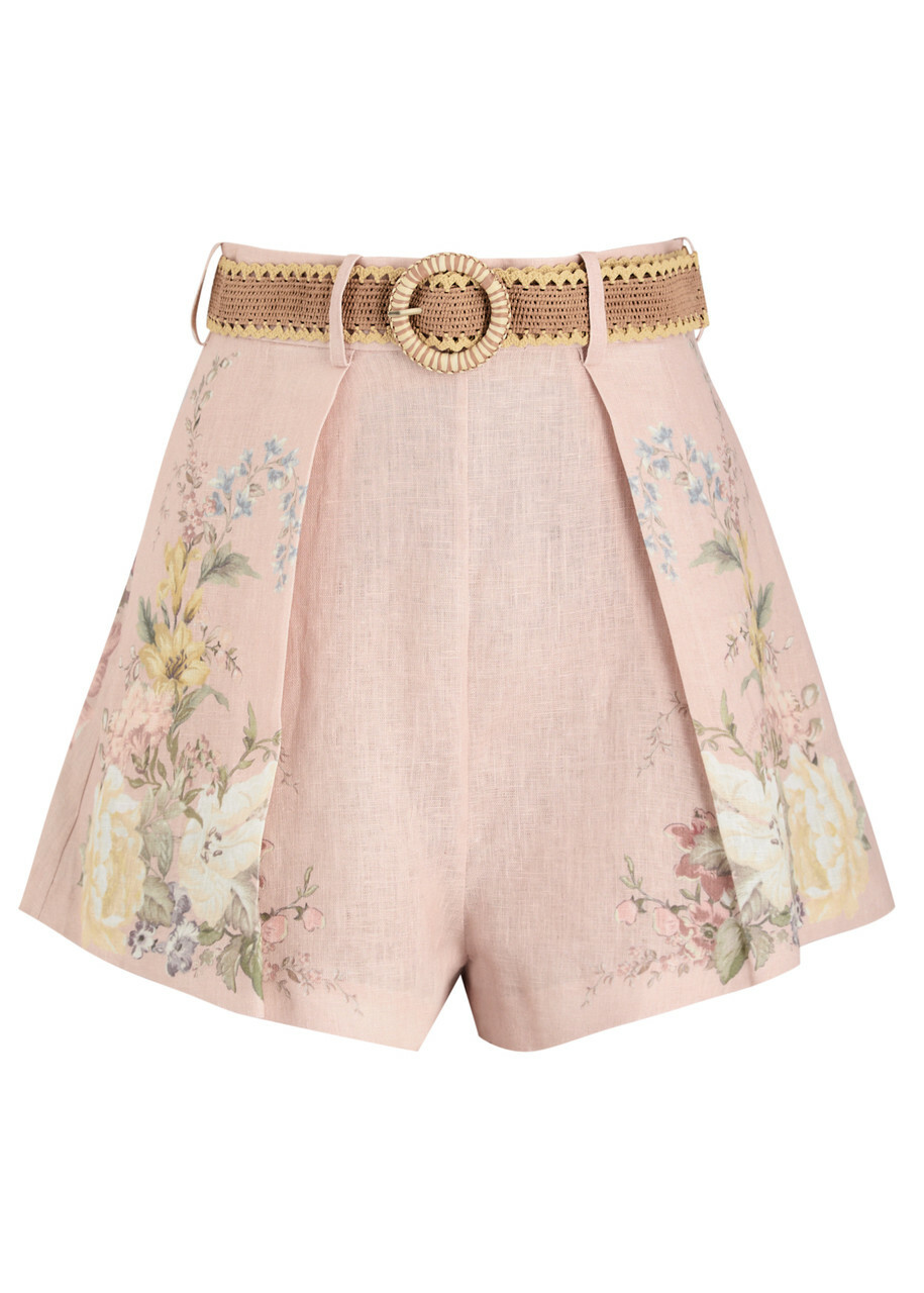 Zimmermann - Vitali floral high-rise linen shorts Zimmermann