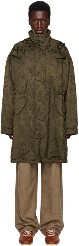 Photo: Dries Van Noten Khaki Jacquard Coat