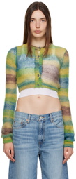Re/Done Green Cropped Cardigan