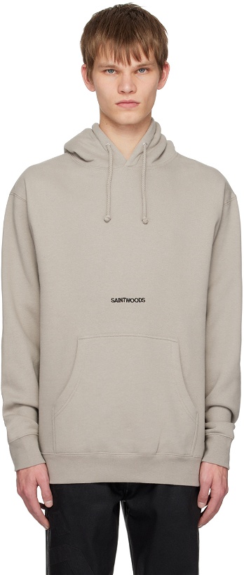 Photo: Saintwoods Taupe Embroidered Hoodie