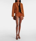 Self-Portrait High-rise suede shorts
