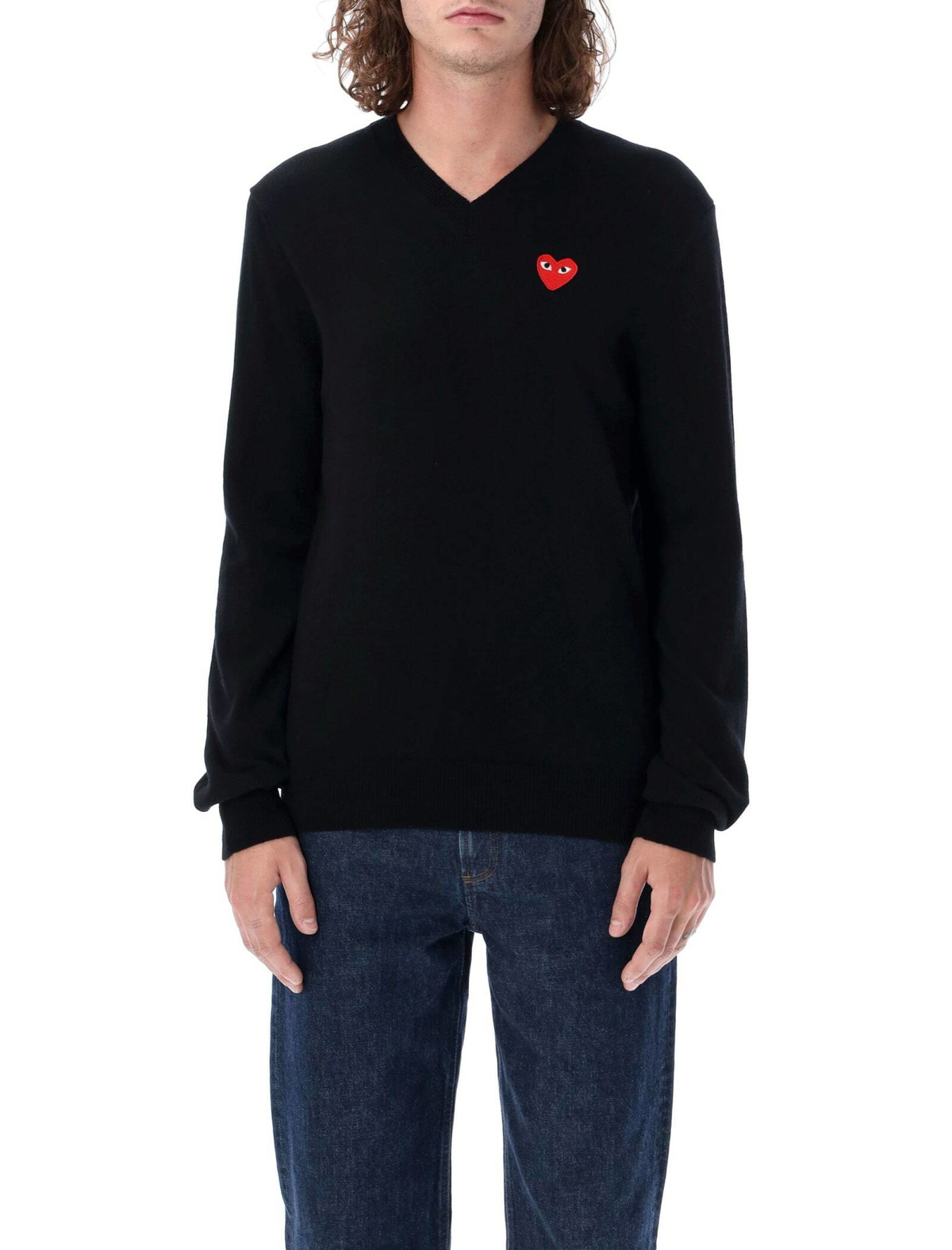 Comme des Garçons Play Red Heart Patch V-neck