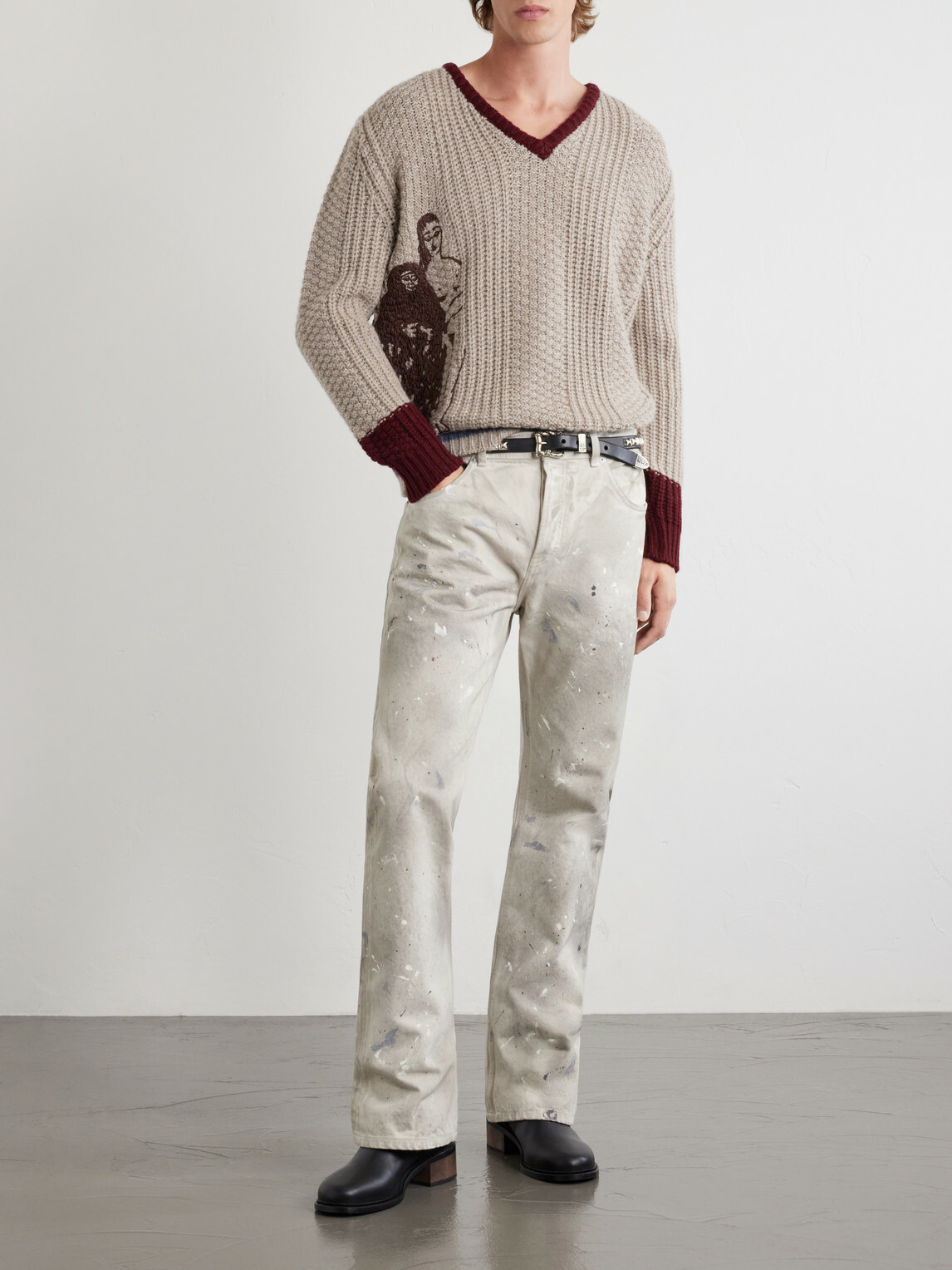 Enfants Riches Déprimés - Flared Paint-Splattered Jeans - White