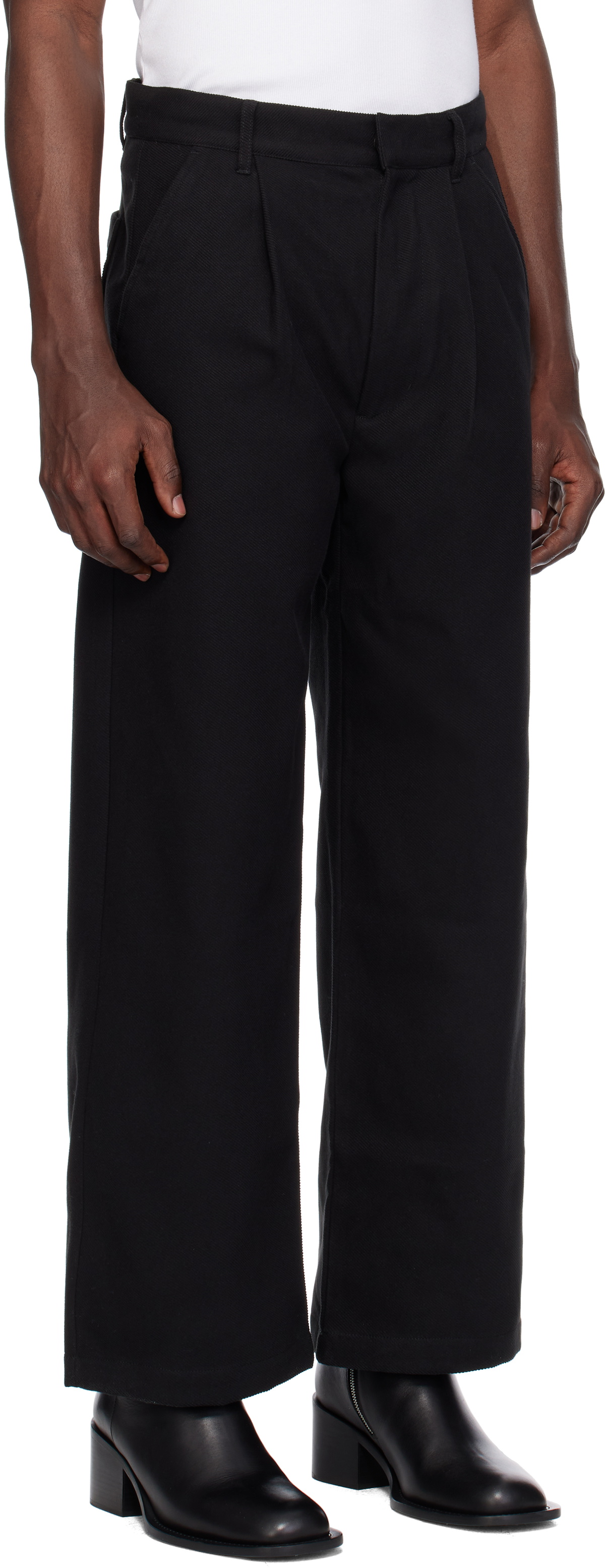 Izzue Black Relaxed Fit Twill Pants