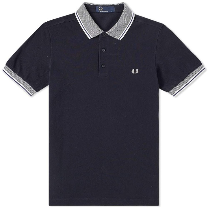 Photo: Fred Perry Stripe Tipped Collar Pique Polo Blue