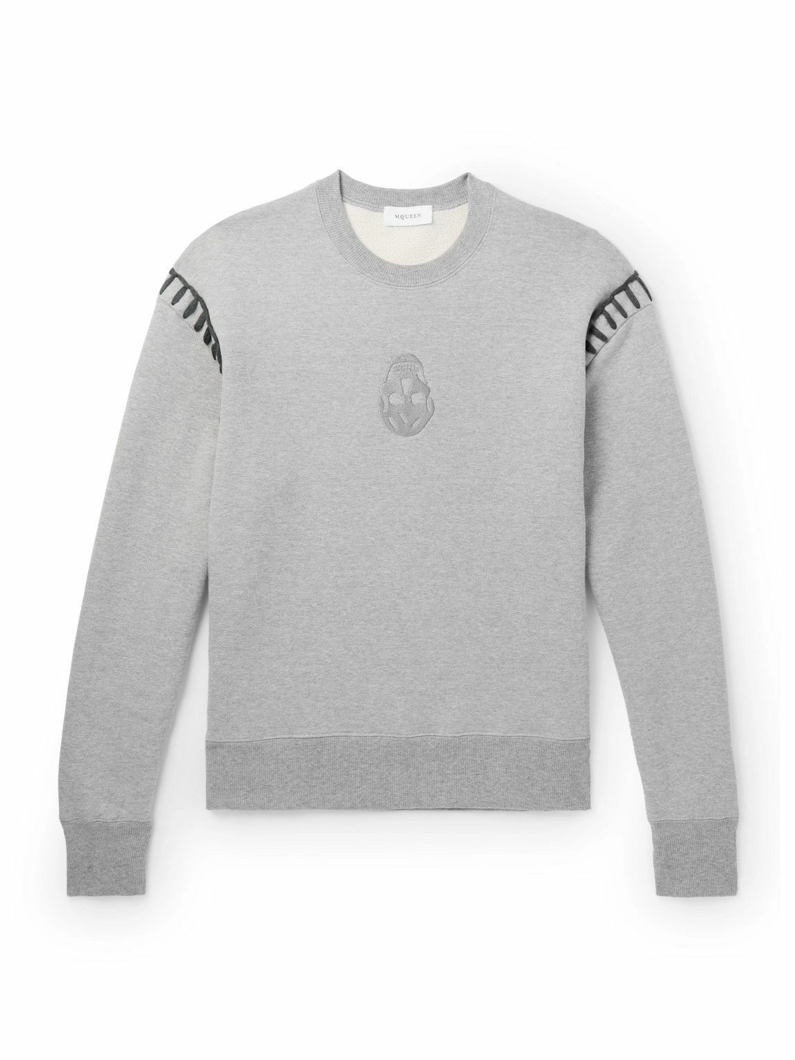 Alexander McQueen - Logo-Embroidered Cotton-Jersey Sweatshirt - Gray