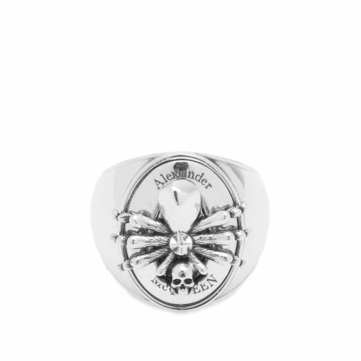 Photo: Alexander McQueen Men's Spider Skull Ring in Silver