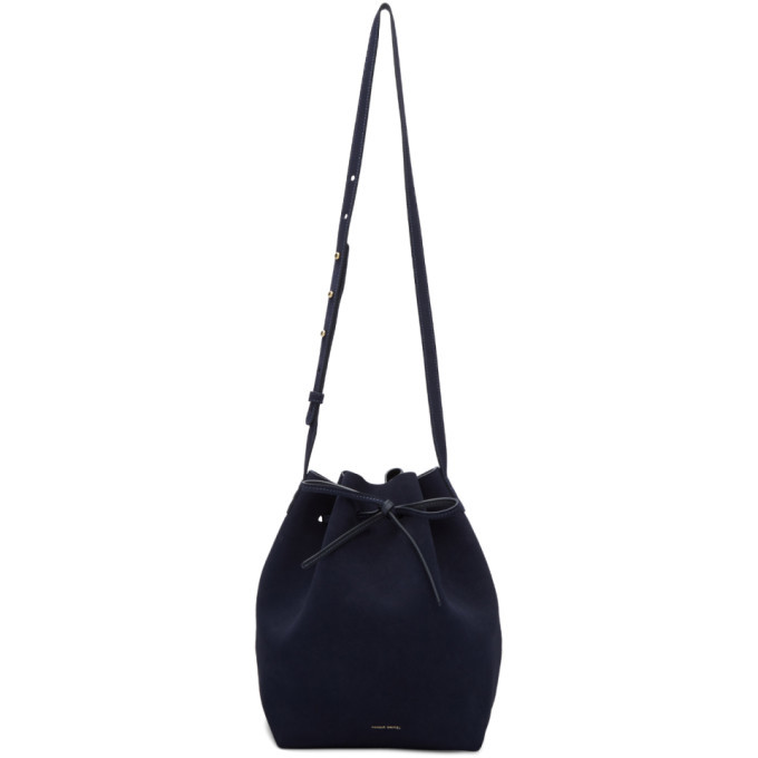 Mansur Gavriel Navy Large Leather Bucket Bag