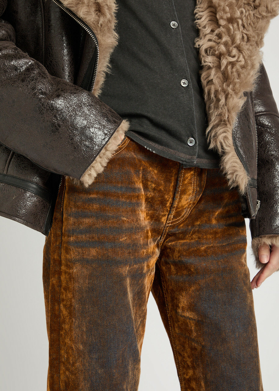 Acne Studios Burnout Straight-leg Canvas Trousers Brown