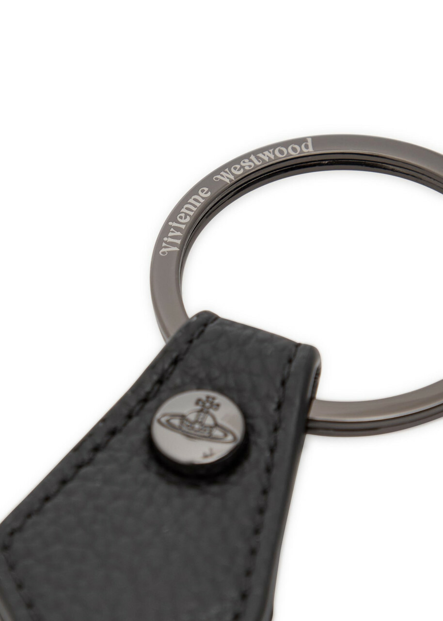 Vivienne Westwood 3D Orb Gunmetal and Leather Keyring - Black - One Size