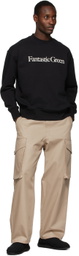 MSGM Black Fantastic Green Text Sweatshirt