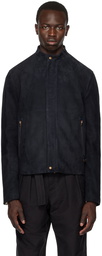 Agnona Navy Zip Leather Jacket