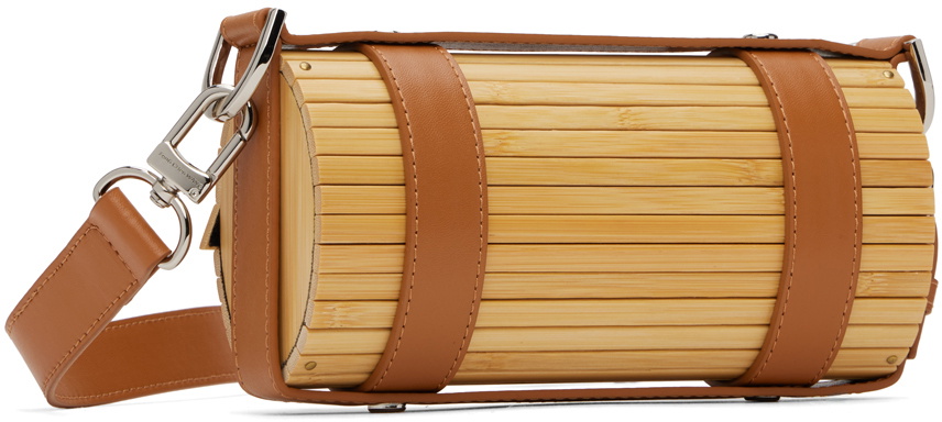 Feng Chen Wang Beige & Brown Strap Small Bamboo Bag