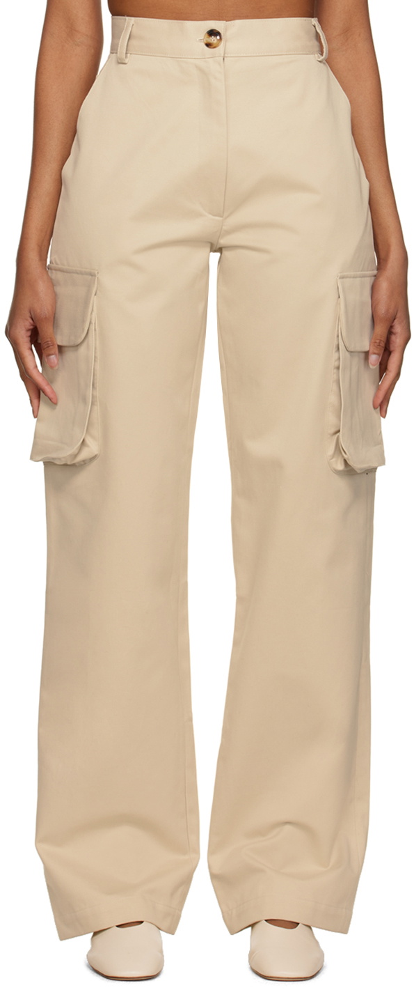 Elleme Beige High-Rise Trousers