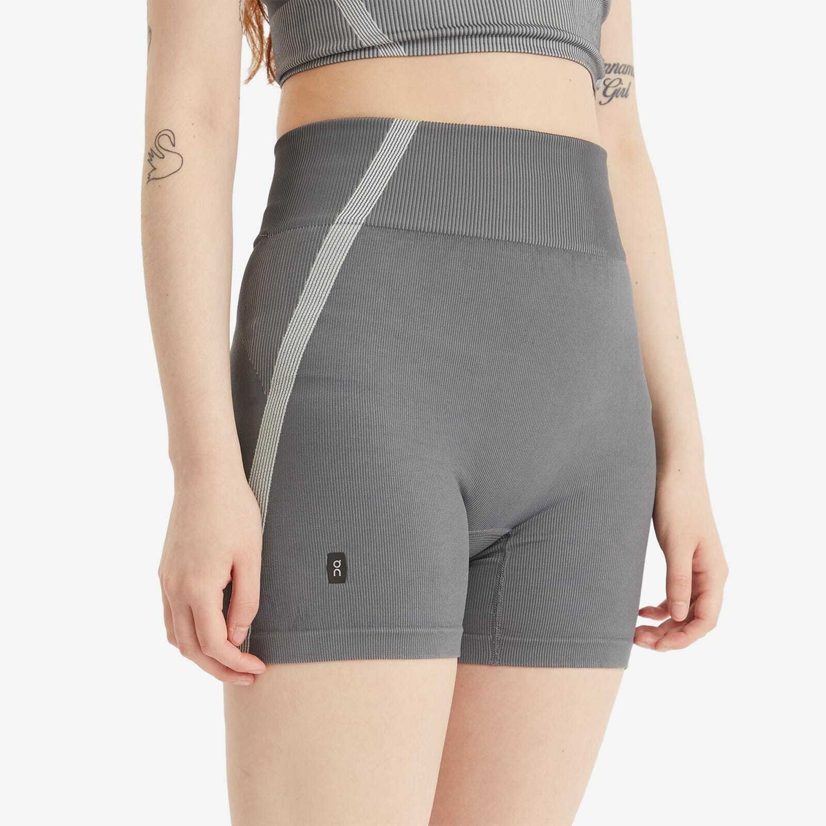 ON Women's Studio Knit Cycling Shorts in Rock/Glacier