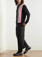 Beams Plus - Striped Jacquard-Knit Polo Shirt - Black