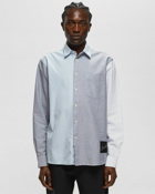 Jw Anderson Classic Fit Patchwork Shirt Blue|Grey - Mens - Longsleeves