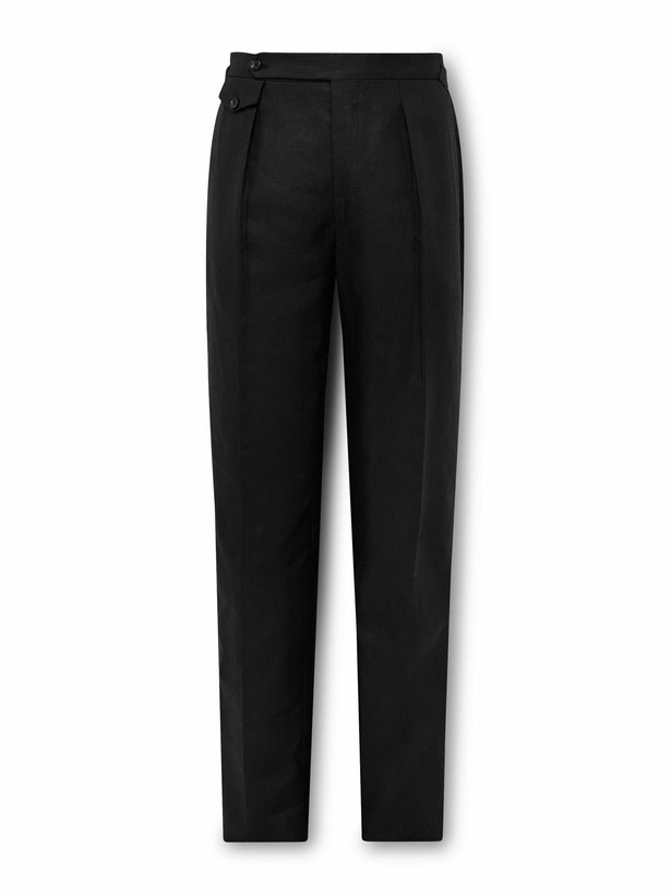 Photo: J. Mueser - Waverly Slim-Fit Straight-Leg Pleated Linen Suit Trousers - Black