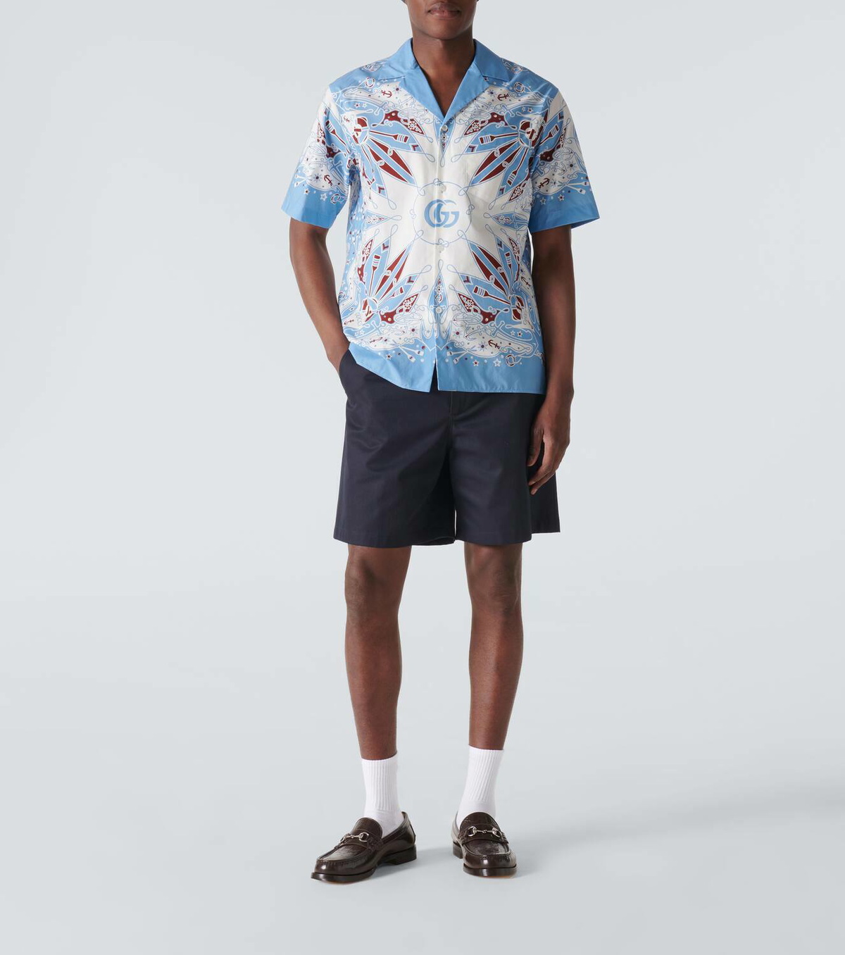 Gucci Double G printed cotton bowling shirt