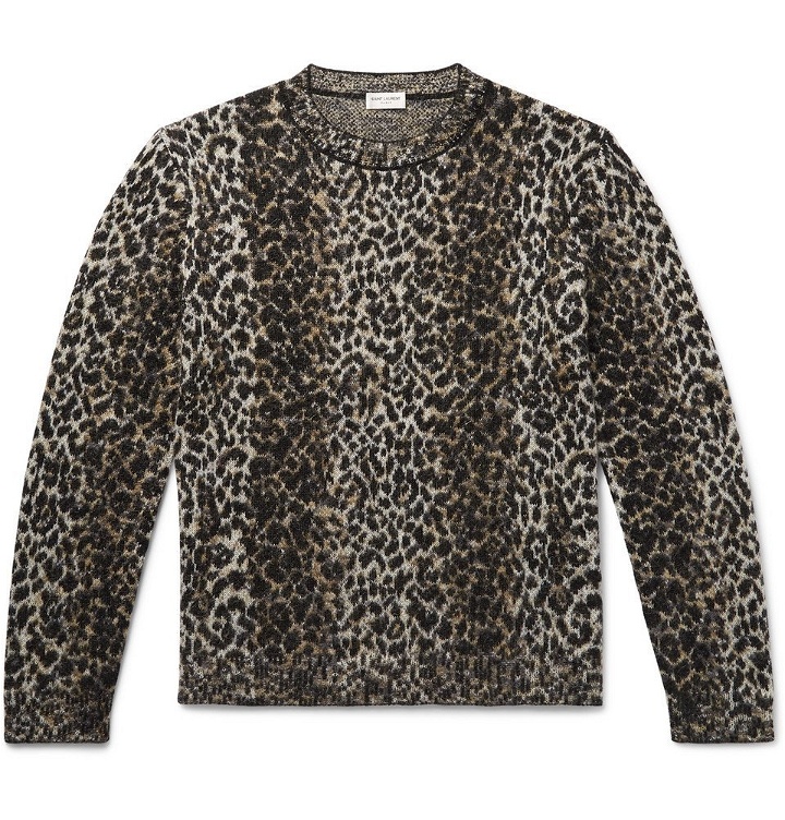 Photo: SAINT LAURENT - Leopard-Jacquard Knitted Sweater - Leopard print