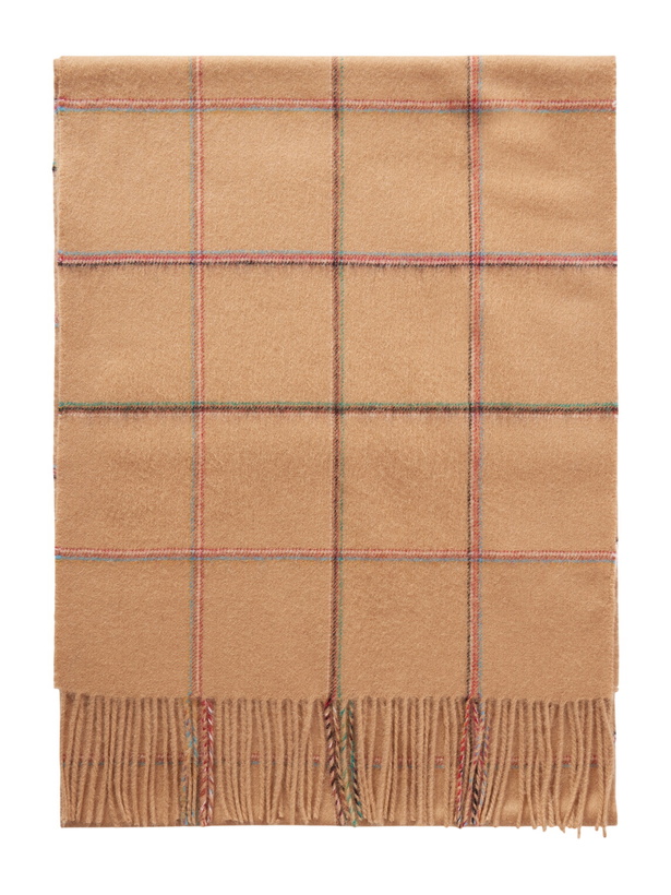 Photo: Paul Smith - Checked Wool and Cashmere-Blend Scarf - Brown