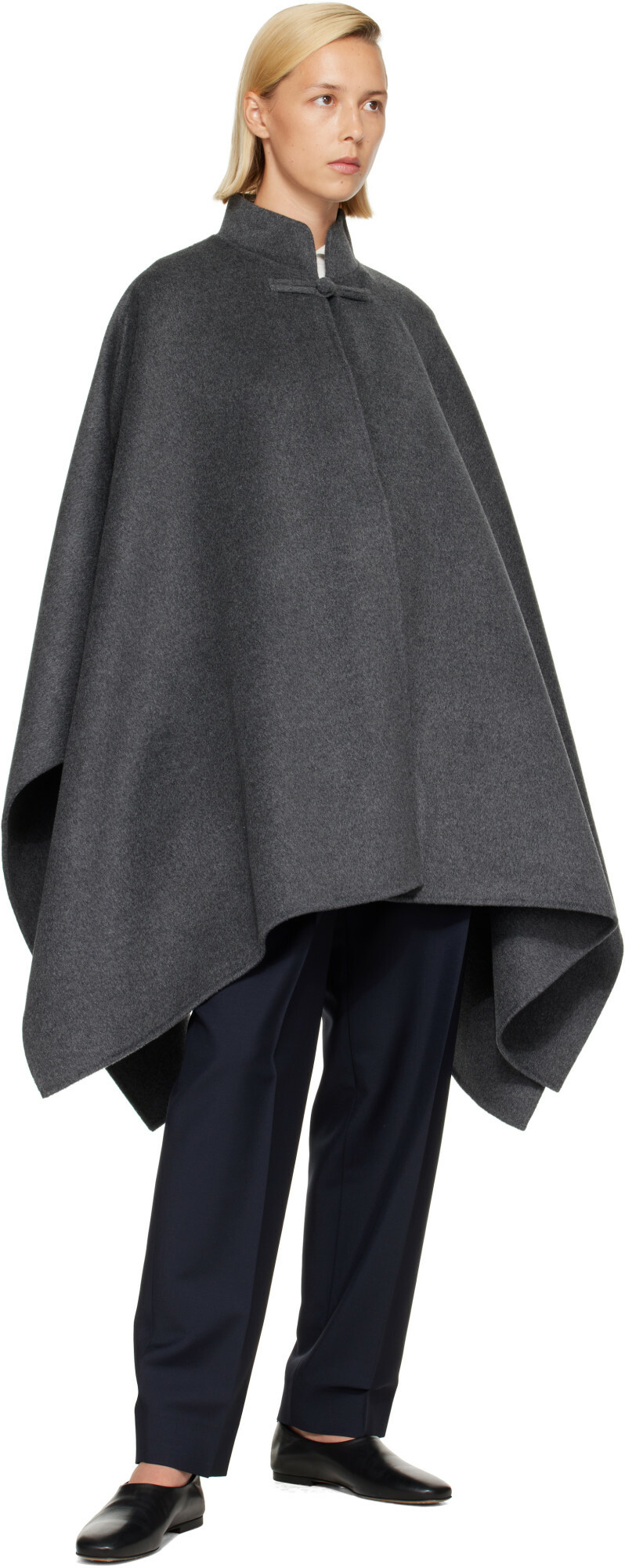 Róhe Gray Double-Faced Wool Pankou Closure Coat