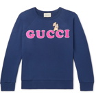 Gucci - Embroidered Logo-Print Loopback Cotton-Jersey Sweatshirt - Men - Navy