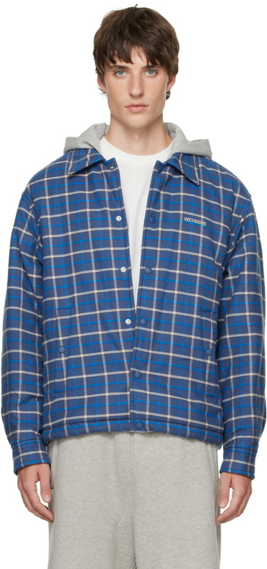 Photo: We11done Blue Hooded Shirt Jacket