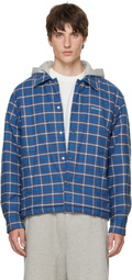 We11done Blue Hooded Shirt Jacket