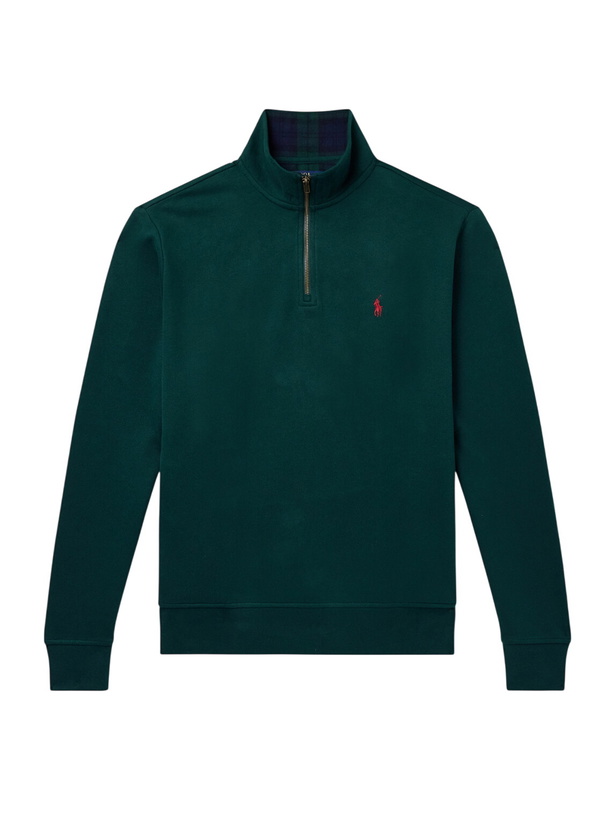 Photo: Polo Ralph Lauren - Logo-Embroidered Cotton-Blend Half-Zip Sweatshirt - Green