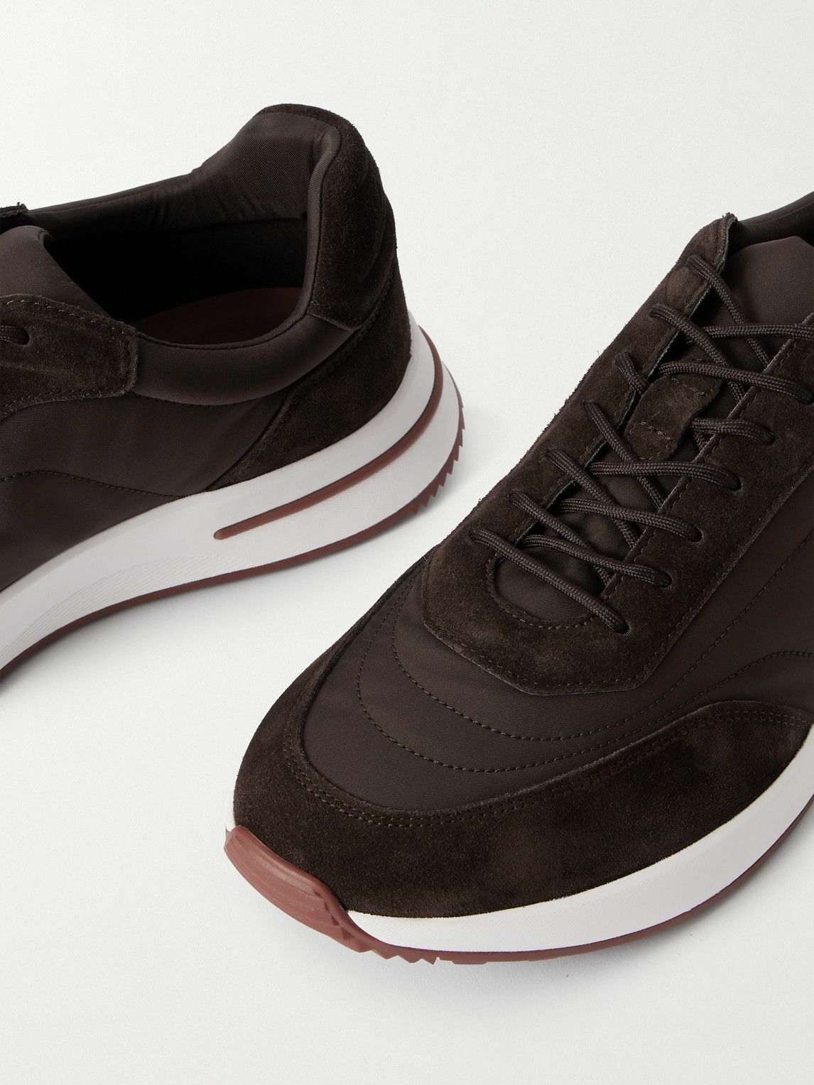 Loro Piana - Weekend Walk Suede-Trimmed Shell Sneakers - Brown