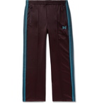 Needles - Striped Grosgrain-Trimmed Tech-Jersey Track Pants - Burgundy