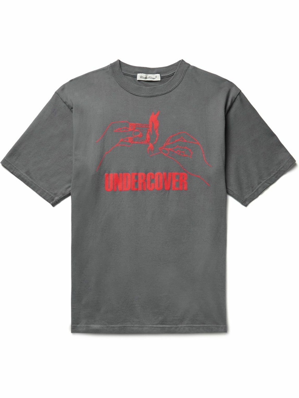 Photo: UNDERCOVER - Logo-Print Cotton-Jersey T-Shirt - Gray